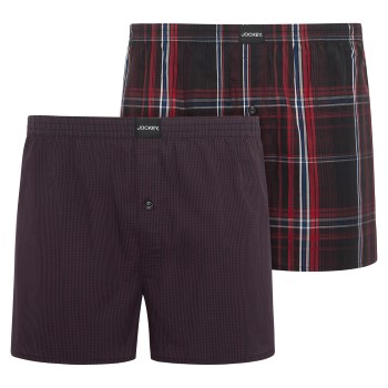 Jockey 2P Woven Boxer Shorts Rød bomuld X-Large Herre