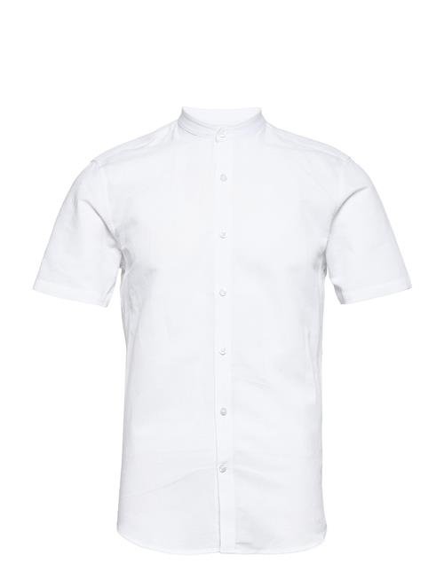 Lindbergh Mandarin Linen Blend Shirt S/S Lindbergh White