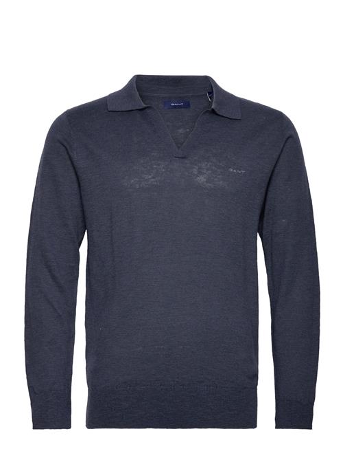 Se GANT Cotton Linen Polo GANT Navy ved Booztlet