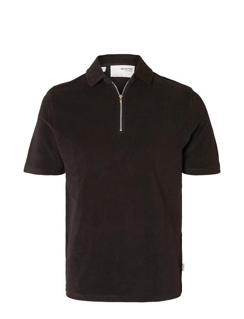 Selected Homme Slhrelax-Terry Ss Zip Polo Ex Selected Homme Black