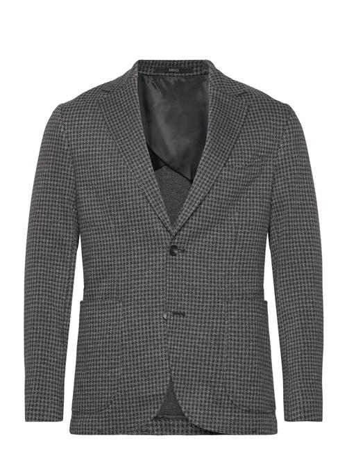 Mango Slim-Fit Micro-Houndstooth Jacket Mango Grey