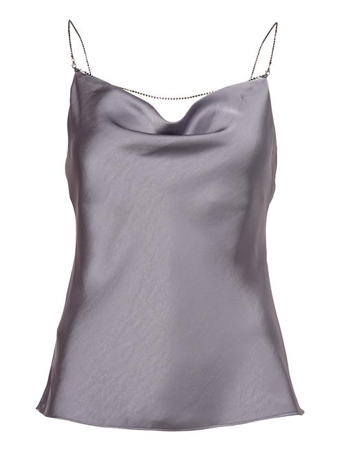 Mango Draped Neck Satin Top Mango Grey