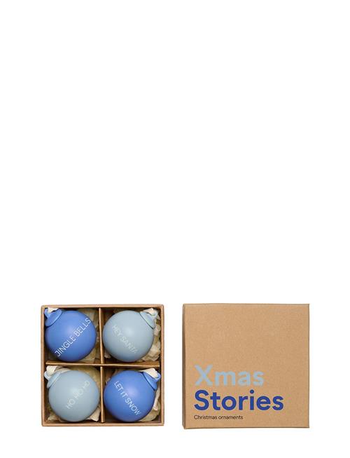 Xmas Stories Ball Pendants 40Mm Design Letters Blue