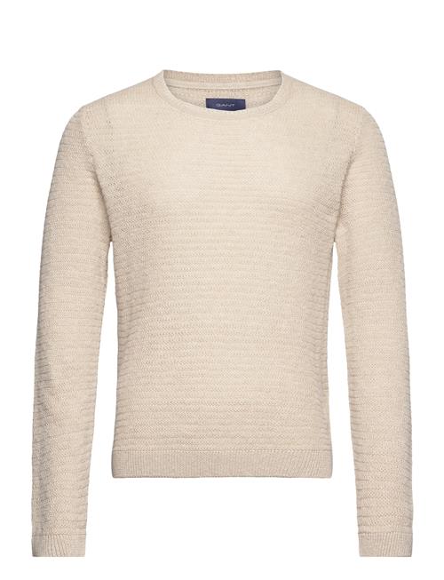 Se GANT Cotton Linen Texture C-Neck GANT Cream ved Booztlet