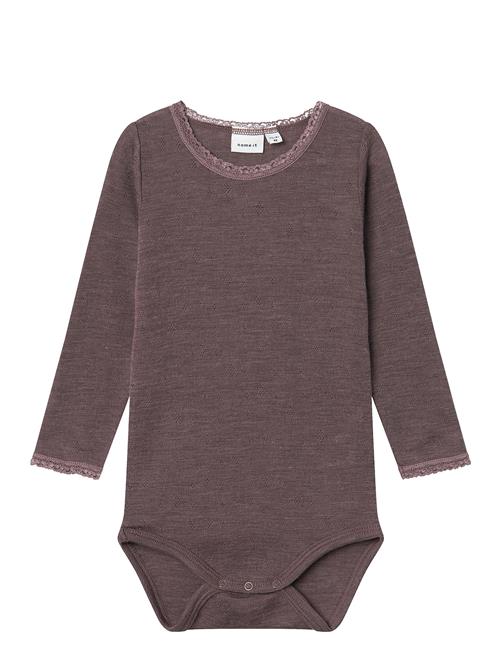 name it Nmfwang Wool Needle Ls Body Solid Name It Brown