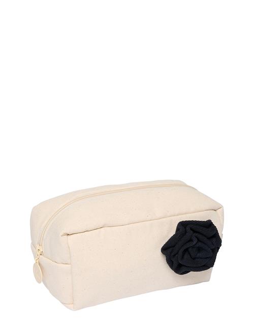 Design Letters Travel Wash Bag With Flower Brooch Design Letters Cream