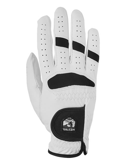 Hestra Golf Leather Right - 5 Finger Offwhite/Black-6 Hestra White