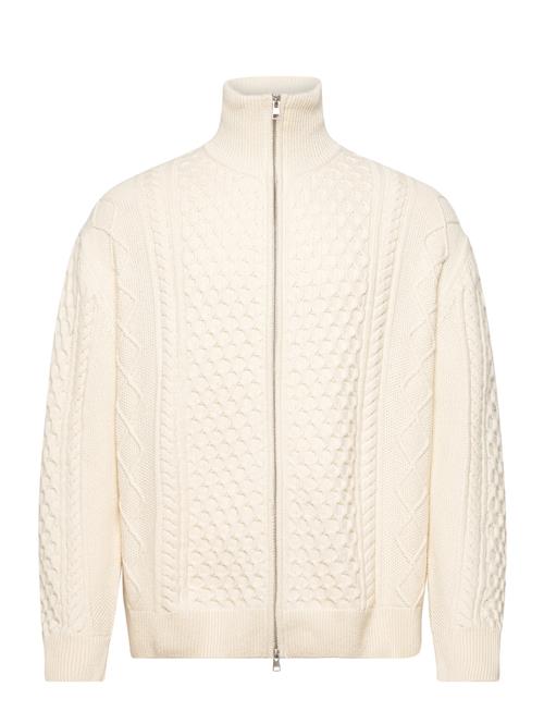 Se GANT D2. Aran Cable Fullzip GANT Cream ved Booztlet