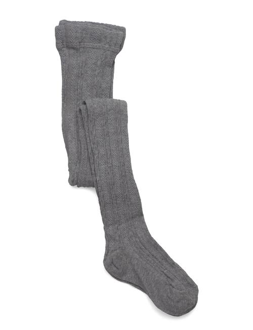 Geggamoja Cable Knitted Stockings Grey Melange Geggamoja Grey