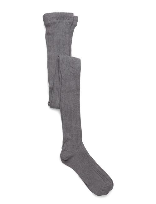 Cable Knitted Stockings Grey Melange Geggamoja Grey