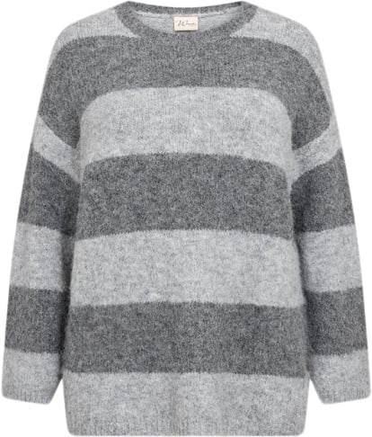 Wasabiconcept Curvy Wajolie 1 Pullover Lys grå Kvinde 99110c Lt Grey Melange Combi Sweaters Str 42/44 - Uld hos Magasin