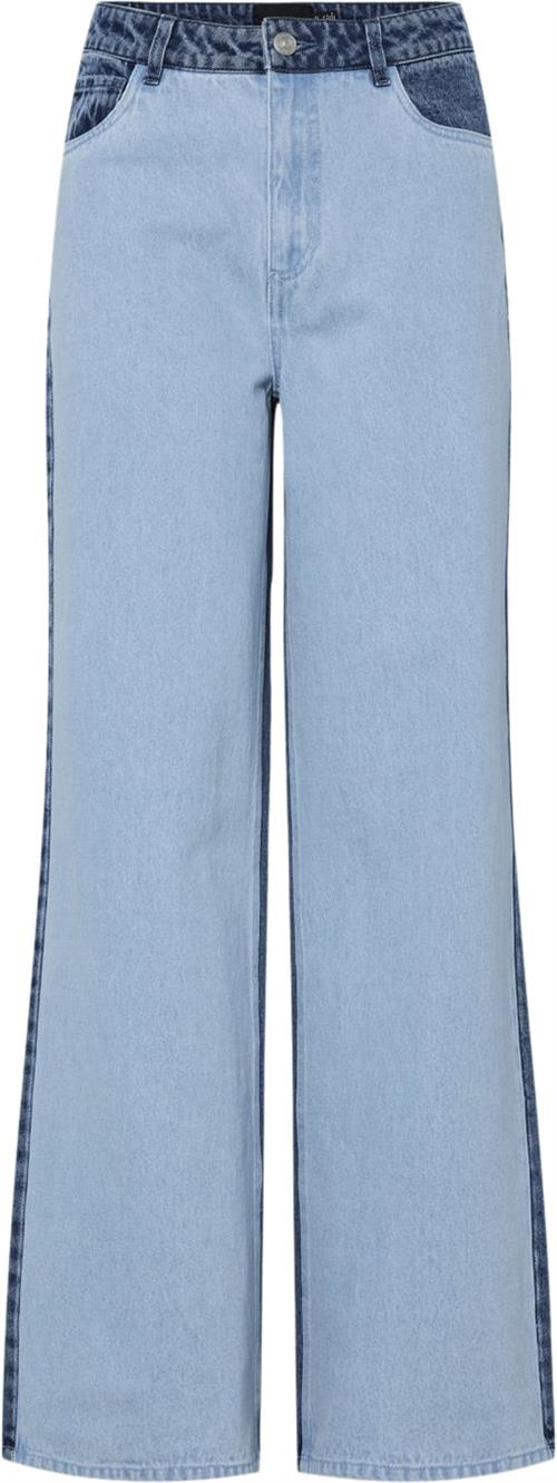 Pieces Pcfamy HW Wide Denim Jeans D2D FSY Kvinde Light Blue Denim/medium Blue Denim Jeans Str L Denim - hos Magasin