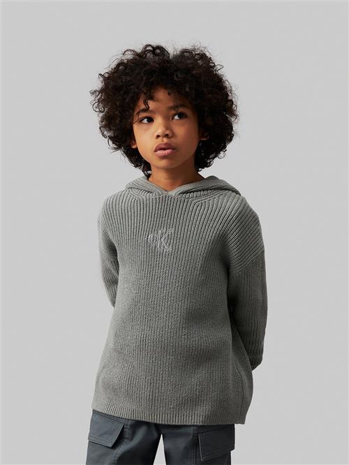 Calvin Klein Ribbed Monogram Hoodie Sweater Str 12 år - Msw Hættetrøjer hos Magasin