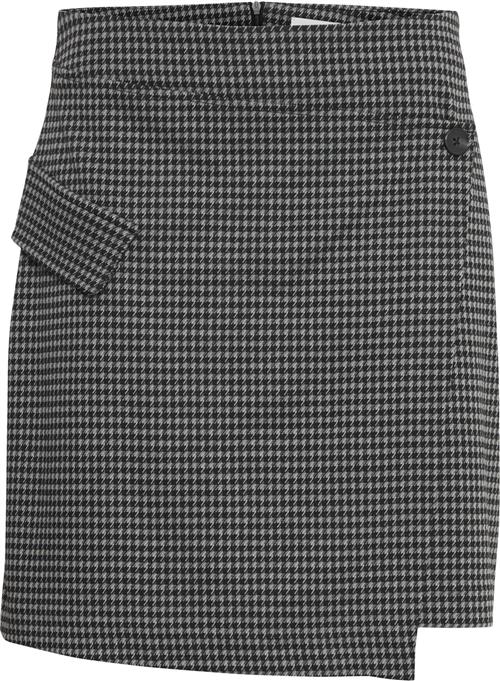 ICHI Ihkate Houndstooth SK2 Kvinde Black/grey Houndstooth Korte Nederdele Str L - hos Magasin