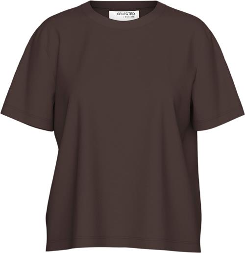 Selected Femme Slfessential SS Boxy TEE Noos Kvinde Coffee Bean Skjorter Str M - hos Magasin