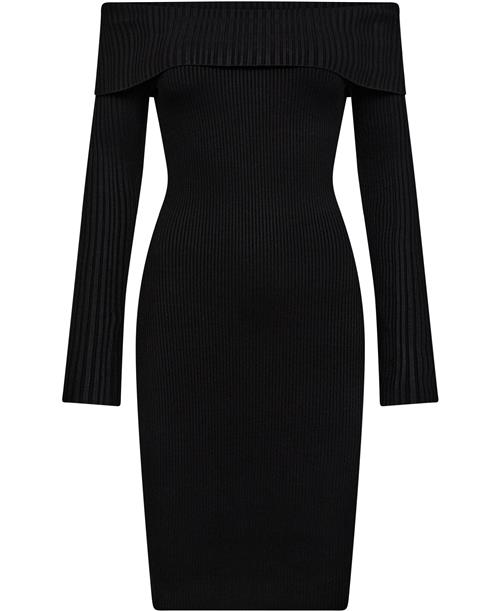 Se GUESS LS Fold Over RIB Julia Dress Kvinde Jet Black A996 Toppe Str XS - hos Magasin ved Magasin