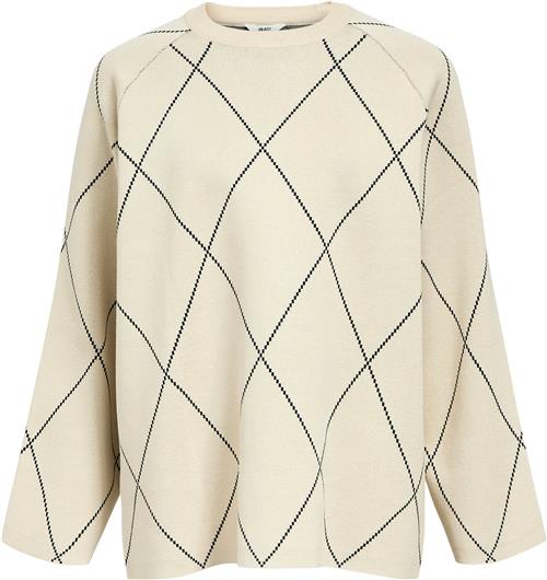 Se Object Objester LS Knit TOP AOP Noos Kvinde Sandshell/black Big Check Col Toppe Str S - hos Magasin ved Magasin