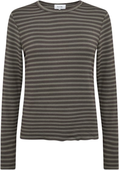 Levete room Lrika 11 Kvinde L770c - Black Olive Combi Kortærmede T-shirts Str S - hos Magasin