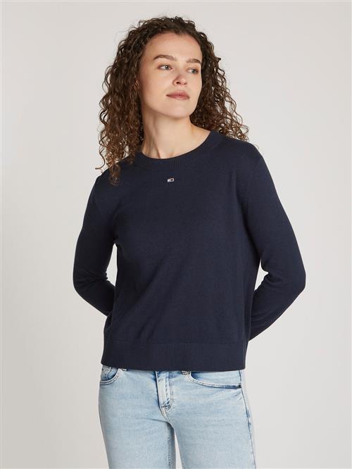 Tommy Hilfiger TJW Essential Crew Neck Sweater Kvinde Dark Night Navy Langærmede Bluser Str M - hos Magasin