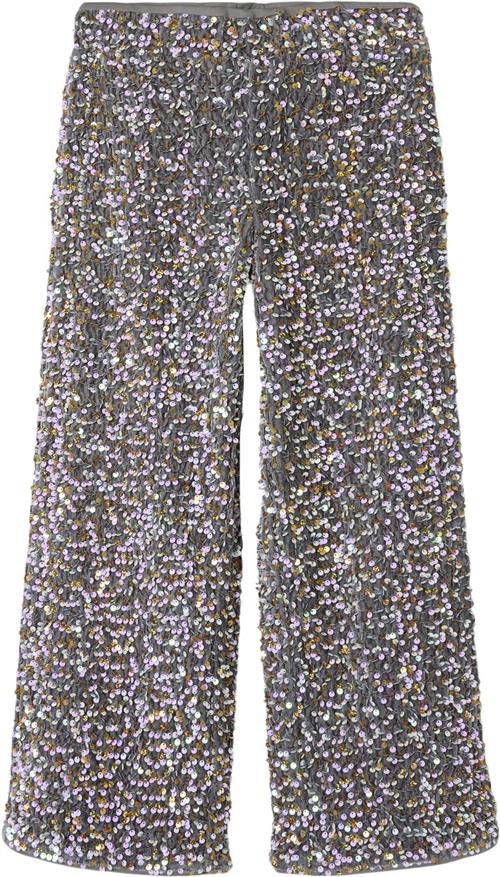 Name It Nkfrunica Wide Pant RT Str 128 - Granite Grey/gold And White Bukser hos Magasin