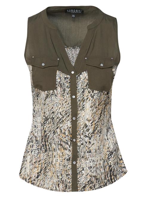 Se KOROSHI Bluse  sand / choko / khaki / sort / hvid ved About You