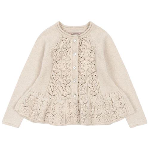 Konges Sløjd Cabby Frill Cardigan - Off White Melange | Hvid | 12 months