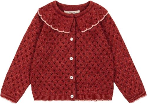 Konges Sløjd Holiday Knit Cardigan Str 4Y - Red Dahlia Cardigans Polyester hos Magasin