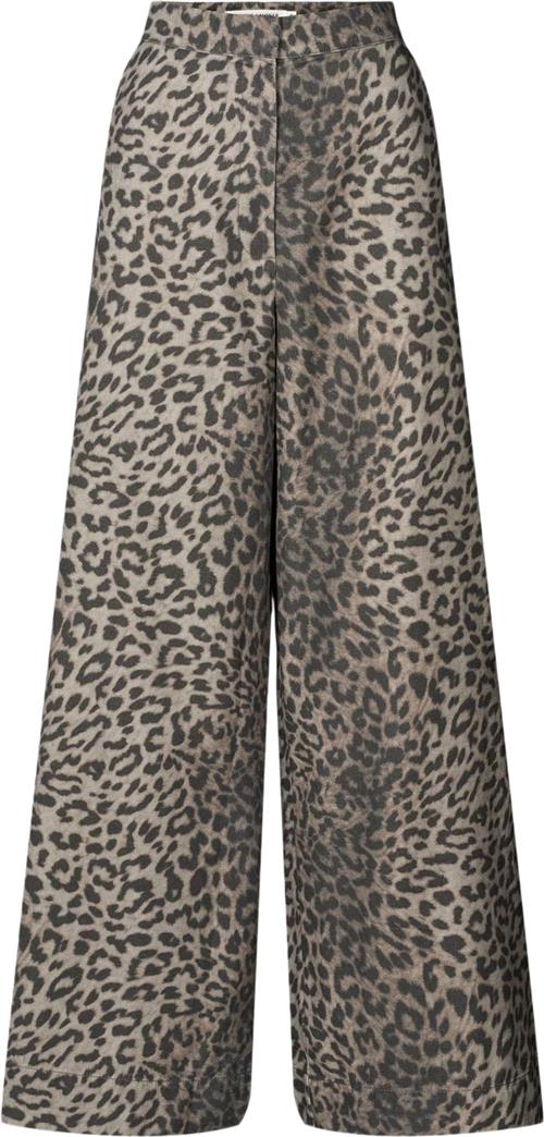 Rabens Saloner Leopard Print Wide leg Pants Inja Kvinde Snow Leopard Bukser Str XS - hos Magasin