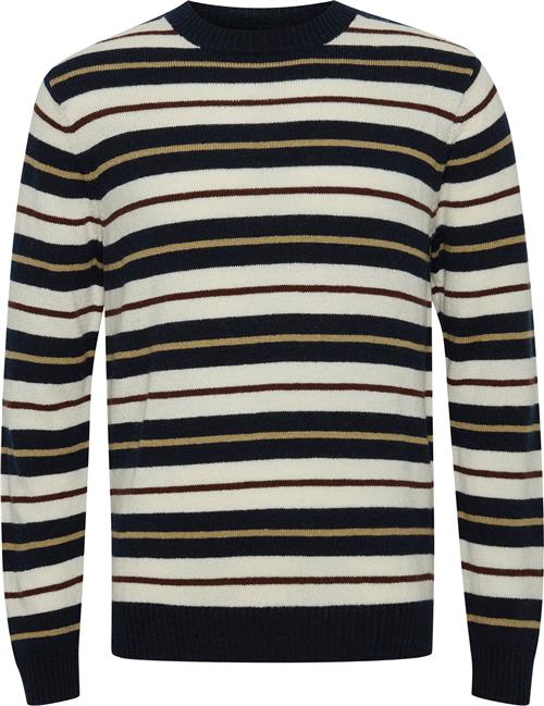 Casual Friday Cfkarl Striped Crew Neck Knit Mand Dark Navy Sweaters Regular Fit Str XL - hos Magasin