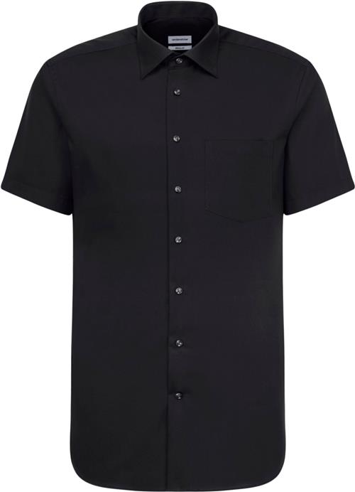 Seidensticker Business Shirt Regular Short Sleeve Kentcollar Uni Mand Black Kortærmede Skjorter Regular Fit Str 43 - hos Magasin