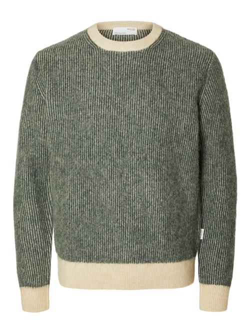 SELECTED HOMME Pullover 'Rai'  beige / mørkegrøn