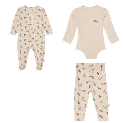 Buddy & Hope Lukas Dinosaur Pattern Newborn Sæt | Hvid | 62/68 cm