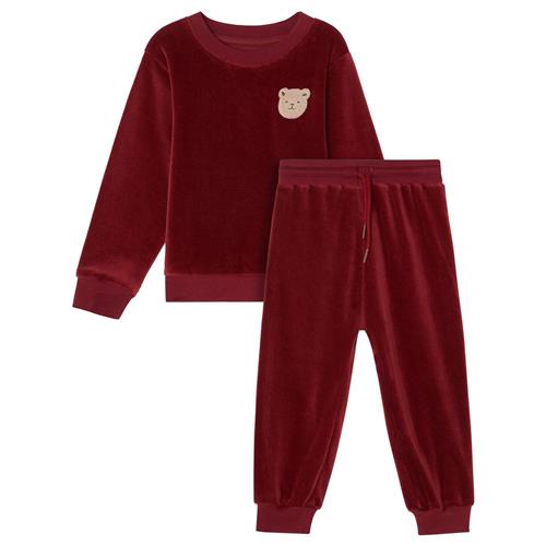 Buddy & Hope Robin Velour Sæt med Bear Patch i Merry Red | Rød | 86/92 cm