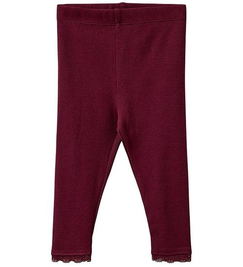 Se Sofie Schnoor Leggings - Rib - Nalinesb - Burgundy ved KidsWorld