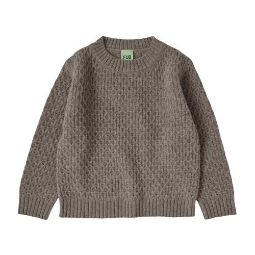 FUB Lamswool Crew-neck Sweater i Hazel Melange | Brun | 140 cm