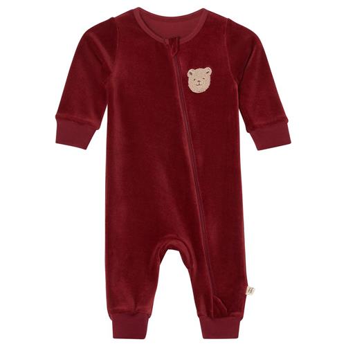 Buddy & Hope Lasse Velour Playsuit med Bear Patch i Merry Red | Rød | 50/56 cm