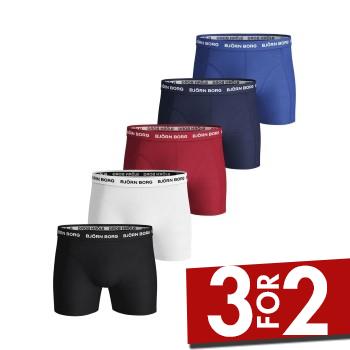 Björn Borg 5P Essential Shorts Solids Rød/Blå bomuld X-Large Herre