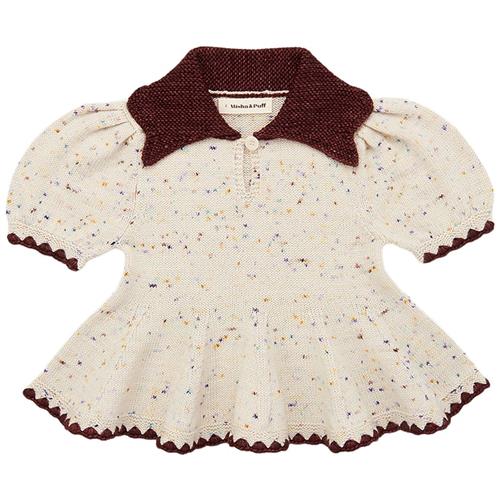 Misha & Puff Crochet Trim Puff Top Iris Confetti | Hvid | 2 years