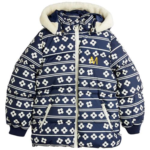 Mini Rodini Flowers Aop Hooded Puffer Jacket Blue | Marine blå | 80/86 cm