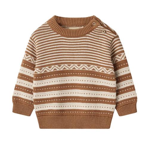 Wheat GOTS Janus Strikket Baby Sweater Caramel | Brun | 80 cm