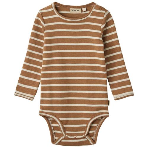 Wheat GOTS Berti Stribet Babybody Sort | Brun | 62 cm