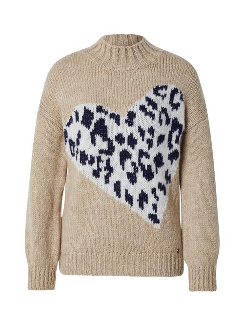 Key Largo Pullover 'Heart'  beige-meleret / sort / hvid