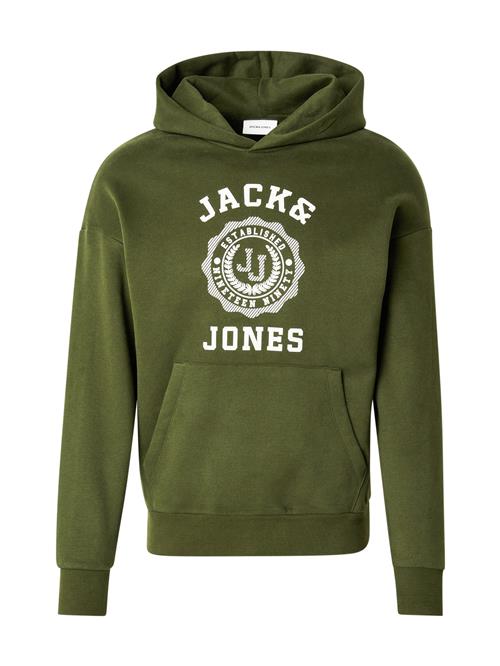 JACK & JONES Sweatshirt 'JJVICTO'  oliven / hvid