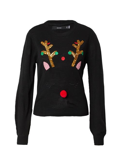 VERO MODA Pullover 'VMRUDOLF'  guld / grøn / mørkerød / sort