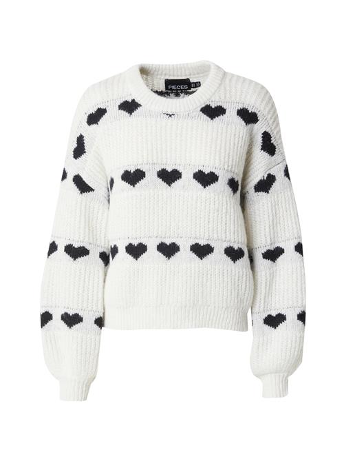 Se PIECES Pullover 'PCNOVE'  sort / hvid ved About You