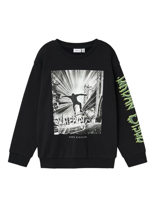 NAME IT Sweatshirt 'NKMSorben'  mørkegrå / mørkegrøn / sort