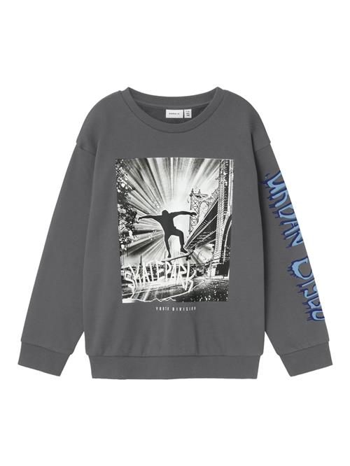 NAME IT Sweatshirt 'NKMSorben'  lyseblå / mørkegrå / sort / hvid