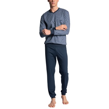 Calida Relax Choice Pyjama With Cuff Indigoblå bomuld Small Herre