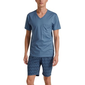 Se Calida Relax Imprint 2 V Neck Short Pyjama Mørkblå bomuld Small Herre ved Timarco