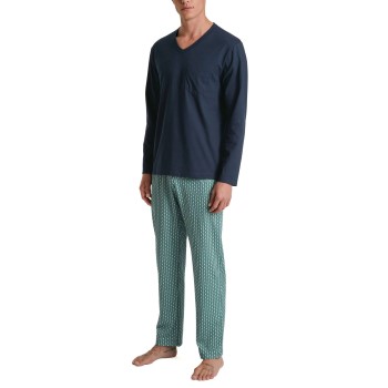 Se Calida Relax Imprint 3 Long Pyjama Blå/Grøn bomuld Large Herre ved Timarco